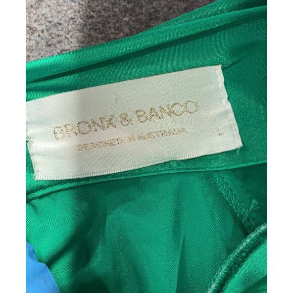 Bronx and Banco Nadine Mini Dress Emerald Green Silk Feather L - Picture 5 of 5